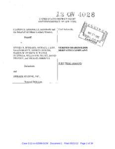 UNITED STATES DISTRICT COURT SOUTHERN DISTRICT OF NEW YORK CLARENCE ARSENAULT, Individually and On Behalf of All Others Similarly Situated,