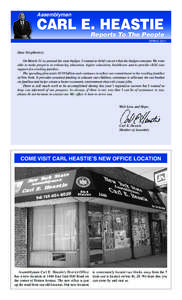 Assemblyman  CARL E. HEASTIE Reports To The People SPRING 2014