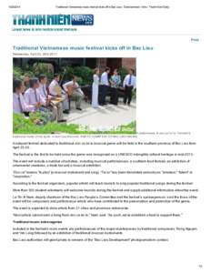 [removed]Traditional Vietnamese music festival kicks off in Bac Lieu | Entertainment / Arts | Thanh Nien Daily Print