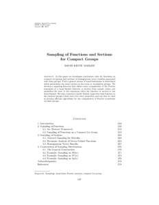 Modern Signal Processing MSRI Publications Volume 46, 2003 Sampling of Functions and Sections for Compact Groups