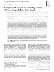 The Journal of Wildlife Management 75(3):558–568; 2011; DOI: [removed]jwmg.93  Research Article Comparison of Methods for Estimating Density of Forest Songbirds From Point Counts