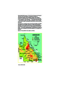 Situated generally between 10° and 29° south latitude and between 138° and 154° east longitude, Queensland occupies the north-eastern portion of the Australian continent. The coastline extends for 13,350 kilometres, 