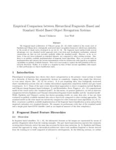 Empirical Comparison between Hierarchical Fragments Based and Standard Model Based Object Recognition Systems Sharat Chikkerur Lior Wolf