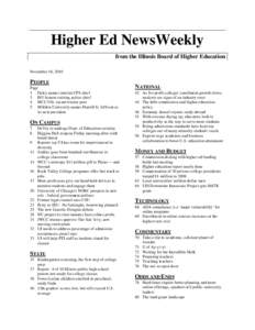 Higher Ed NewsWeekly from the Illinois Board of Higher Education November 18, 2010 PEOPLE Page