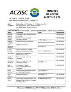 MINUTES OF ACZISC MEETING #70 Date: Location: