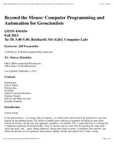 GEOSBeyond the Mouse: Computer Programming and Automation for Geoscientists (Fall 2014)