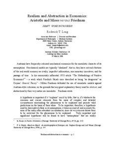 Realism and Abstraction in Economics: Aristotle and Mises versus Friedman