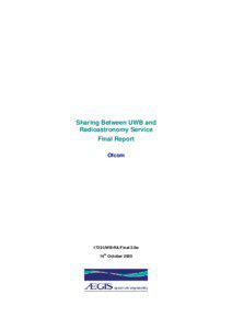 Sharing Between UWB and Radioastronomy Service Final Report