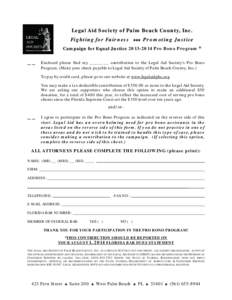 Legal Aid Society of Palm Beach County, Inc. Fighting for Fairness   Promoting Justice