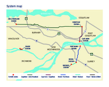 System map BURRARD INLET COQUITLAM 2ND & WOODLAND STATION