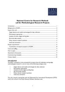 National Centre for Research Methods call for Methodological Research Projects Introduction ................................................................................................................................