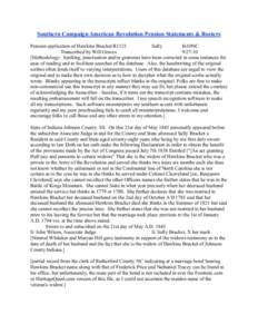 Southern Campaign American Revolution Pension Statements & Rosters Pension application of Hawkins Bracket R1121 Sally fn10NC Transcribed by Will Graves[removed]