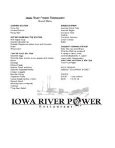 Iowa River Power Restaurant Brunch Menu CARVING STATION Prime Rib Smoked Salmon Honey Ham