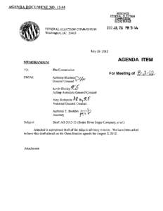 AGENDA DOCUMENT NO[removed]RECEIVED FEDERAL ELECTION COMMISSION SECRETARIAT FEDERAL ELECTION COMMISSION