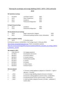 Planning for ecodesign and energy labelling (ENER + ENTR + ENV) until early 2014 ED Committee meetings.