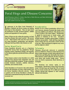 SP[removed]Feral Hogs and Disease Concerns Jared Timmons, James C. Cathey, Don Davis, Nikki Dictson, and Mark McFarland* Texas AgriLife Extension Service