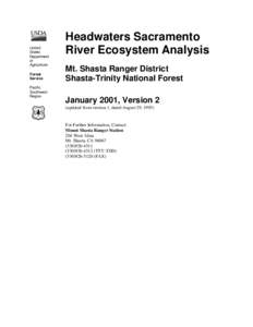 Headwaters Sacramento River Ecosystem Analysis, version 2 - January 2001