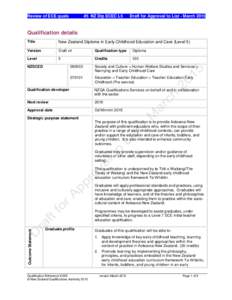 Review of ECE quals  #5 NZ Dip ECEC L5 Draft for Approval to List - March 2015