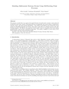 Modeling Multivariate Extreme Events Using Self-Exciting Point Processes Oliver Grothea , Volodymyr Korniichukb,∗, Hans Mannera a University  of Cologne, Department of Economic and Social Statistics