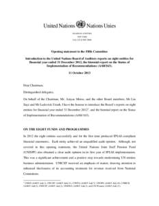 United Nations  Nations Unies BOARD OF AUDITORS NEW YORK