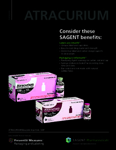 CATALOG  ATRACURIUM Consider these SAGENT benefits: Labels are IntuitIV