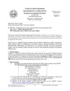 Auctioneering / Outsourcing / Request for proposal / New Hampshire Department of Corrections / Northern New Hampshire Correctional Facility / Proposal / Department of Corrections / Business / Sales / Procurement