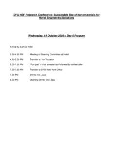 Draft agenda for DFG-NSF video conference on December 8 or 9, 2008: