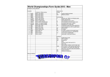 World Championships Form GuideMen compiled by Stuart Mazdon Contents 1 2 M100 3 M200