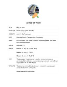     NOTICE OF WORK      DATE 