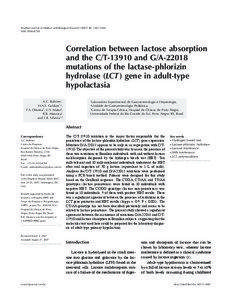 Brazilian Journal of Medical and Biological Research[removed]: [removed]Lactose absorption and LCT polymorphisms ISSN 0100-879X