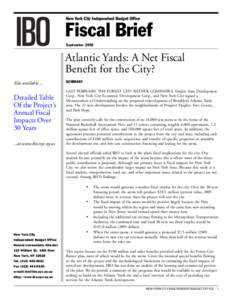 New York City Independent Budget Office  IBO Fiscal Brief September 2005