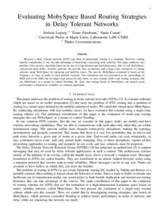 1  Evaluating MobySpace Based Routing Strategies in Delay Tolerant Networks ∗