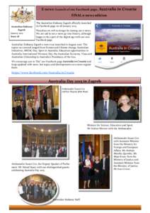 E-news: Launch of our Facebook page, Australia in Croatia FINAL e-news edition Australian Embassy Zagreb January 2015 Issue 78