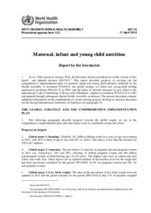 Nutrition / Medicine / Global health / World Health Organization / International Code of Marketing of Breast-milk Substitutes / Infant formula / Baby food / Public health / Micronutrient / Health / Infant feeding / Breastfeeding