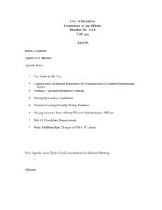 City of Hamilton Committee of the Whole October 28, 2014 7:00 pm Agenda Public Comment