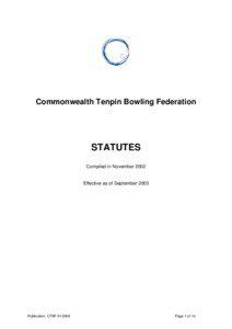 Commonwealth Tenpin Bowling Federation  STATUTES