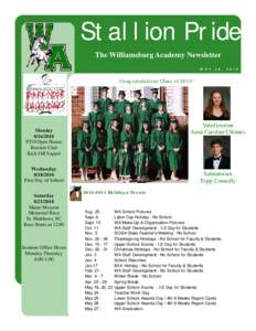 Stallion Pride The Williamsburg Academy Newsletter M A Y 2 8 ,