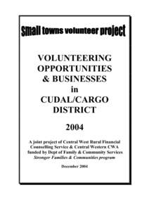 VOLUNTEERING OPPORTUNITIES & BUSINESSES in CUDAL/CARGO DISTRICT