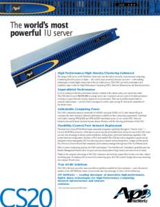 The world’s most powerful 1U server High Performance/High Density/Clustering Enhanced The unique CS20 server is API NetWorks’ latest entry into the field of powerful, dual-processor computing. Combining the 64-bit po