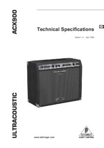 ACX900  Technical Specifications ULTRACOUSTIC