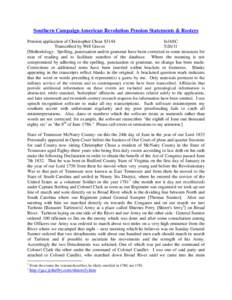 Southern Campaign American Revolution Pension Statements & Rosters Pension application of Christopher Choat S3144 fn16SC Transcribed by Will Graves[removed]Methodology: Spelling, punctuation and/or grammar have been cor