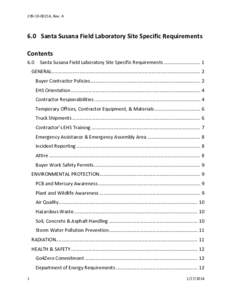 , Rev. A  6.0 Santa Susana Field Laboratory Site Specific Requirements Contents 6.0
