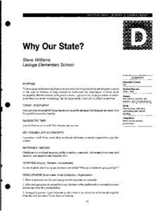 INSTITUTIONS,  POWER & GOVERNMENT Why Our State? Steve Williams