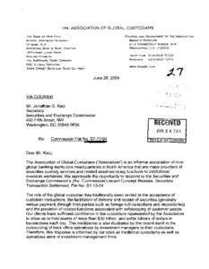 M E ASSOCiAilON OF GLOBAL CUSTODIANS COUNSELAND SECRETARIATTO THE ASSOCIATION: BAKER& MCKENZIE[removed]CONNECTICUTAVENUE, N.W. WASHINGTON, D.C[removed]