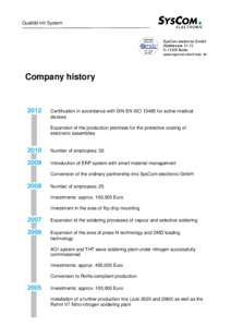 Qualität mit System  Company history 2012