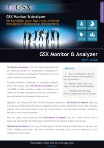 GSX Monitor & Analyzer With SCOM GSX Monitor & Analyzer is the most widely used monitoring and reporting solution for collaboration, messaging and mobile environments. It safeguards the operation of over 5 million email 