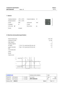 Component specification  Buzzer PBWOE  Index A