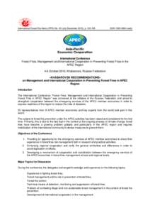 International Forest Fire News (IFFN) No. 40 (July-December 2010), pISSNweb) International Conference Forest Fires: Management and International Cooperation in Preventing Forest Fires in the