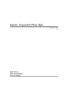 Eplain: Expanded Plain TEX September[removed]Karl Berry Oleg Katsitadze