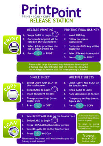 RELEASE STATION RELEASE PRINTING PRINTING FROM USB KEY  1.	 Swipe CARD to Login